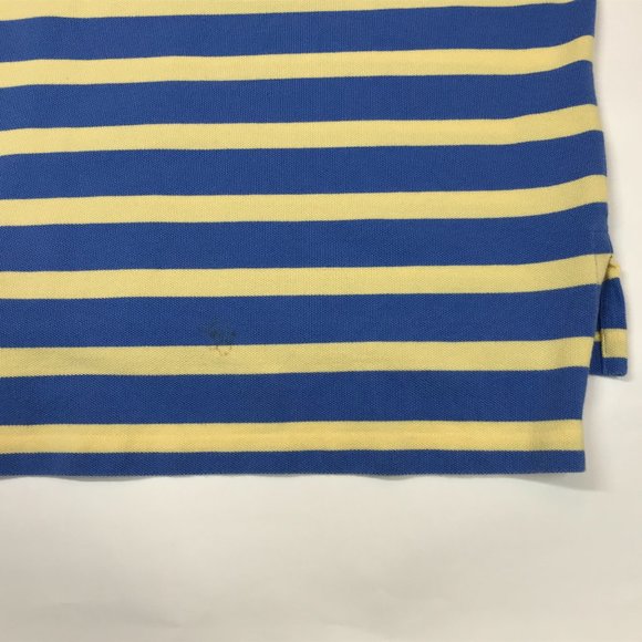 Polo Ralph Lauren Short Sleeve Shirt Mens SM Blue Yellow Striped 2 Button Collar - Picture 4 of 5